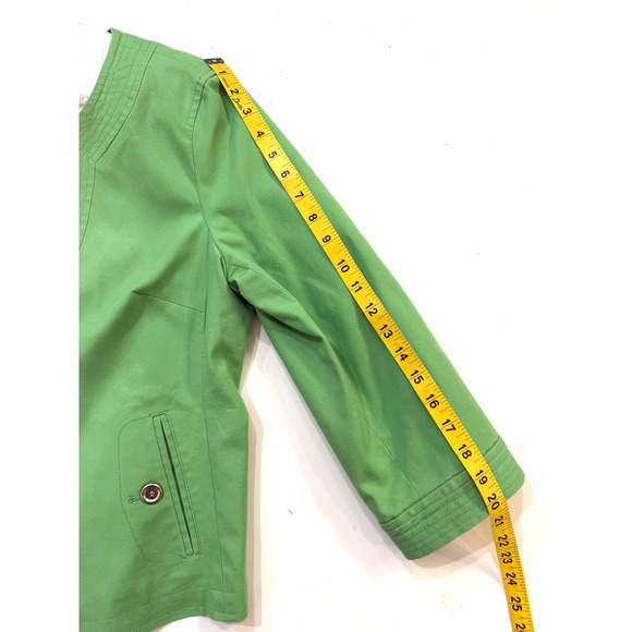 Talbots Blazer Womens 16P Green Collarless Open Front Petite Career Lined Office - Picture 8 of 8